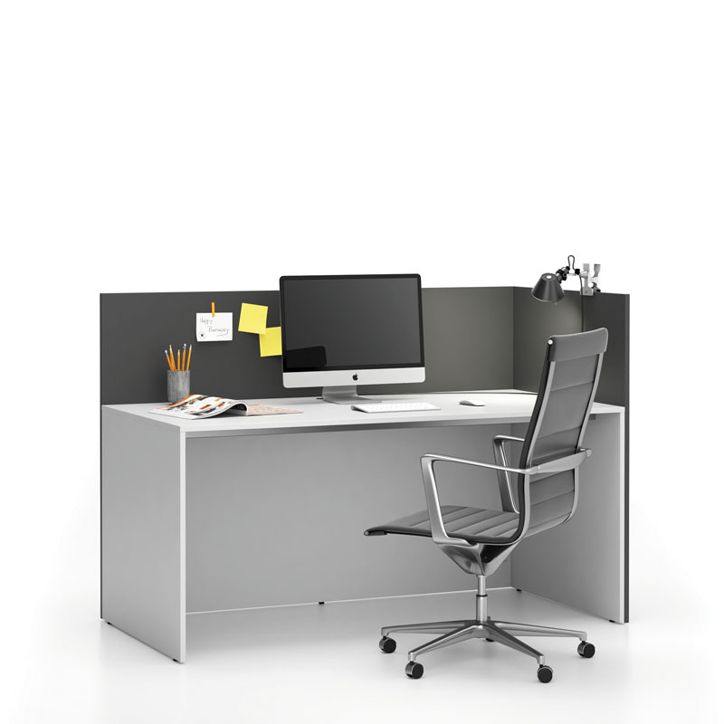 PLAN Büroschreibtisch-Set für rechte Ecke SEGMENT, mit Sichtschutz, weiß/Graphit
