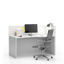 Büroschreibtisch-Set für rechte Ecke SEGMENT, mit Sichtschutz, weiß/weiß