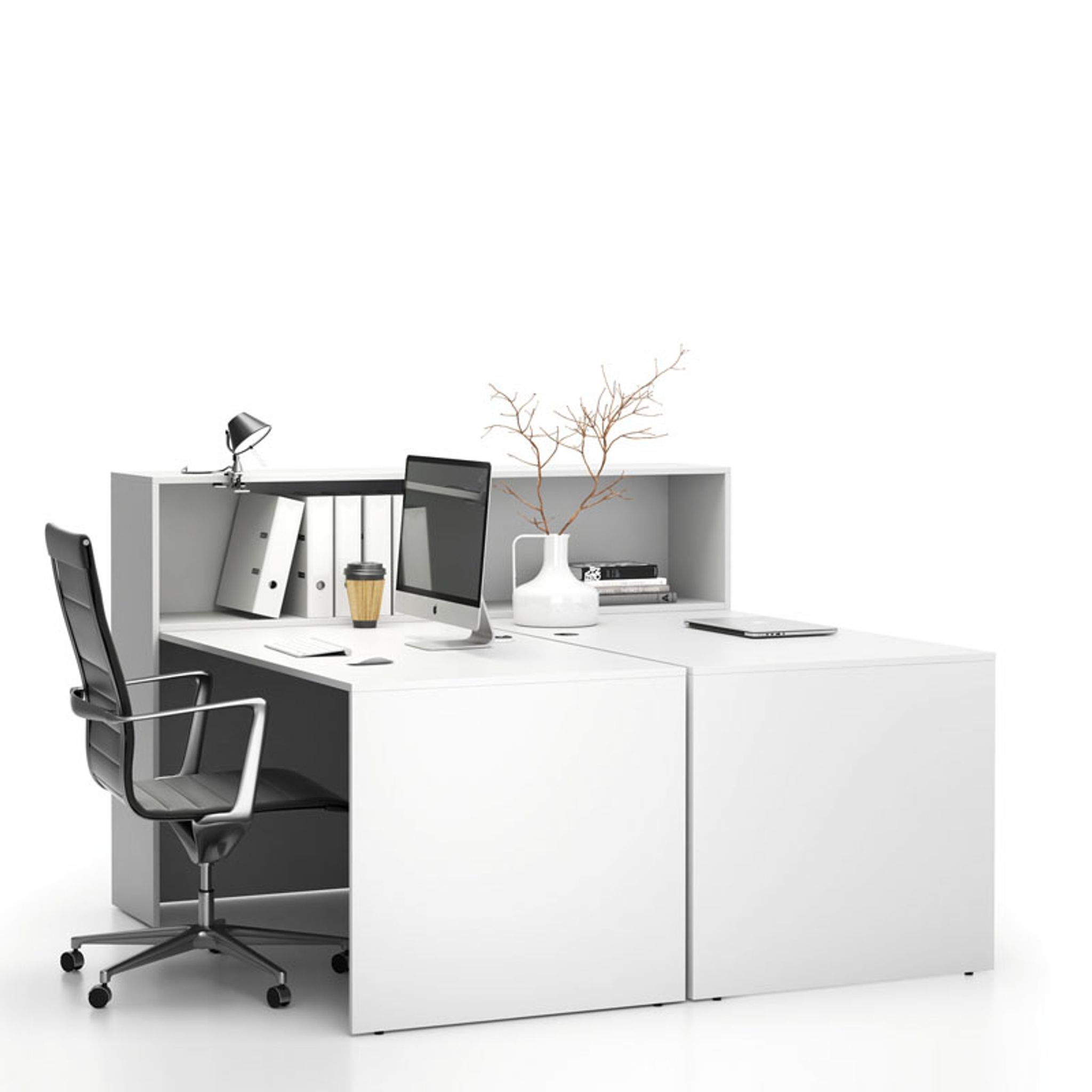 Büroschreibtisch-Set SEGMENT Double, mit 2 Einlageböden