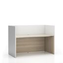 Büroschreibtisch-Set SEGMENT, mit Sichtschutz, Eiche natur/weiß