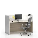 Büroschreibtisch-Set SEGMENT, mit Sichtschutz, Eiche natur/weiß