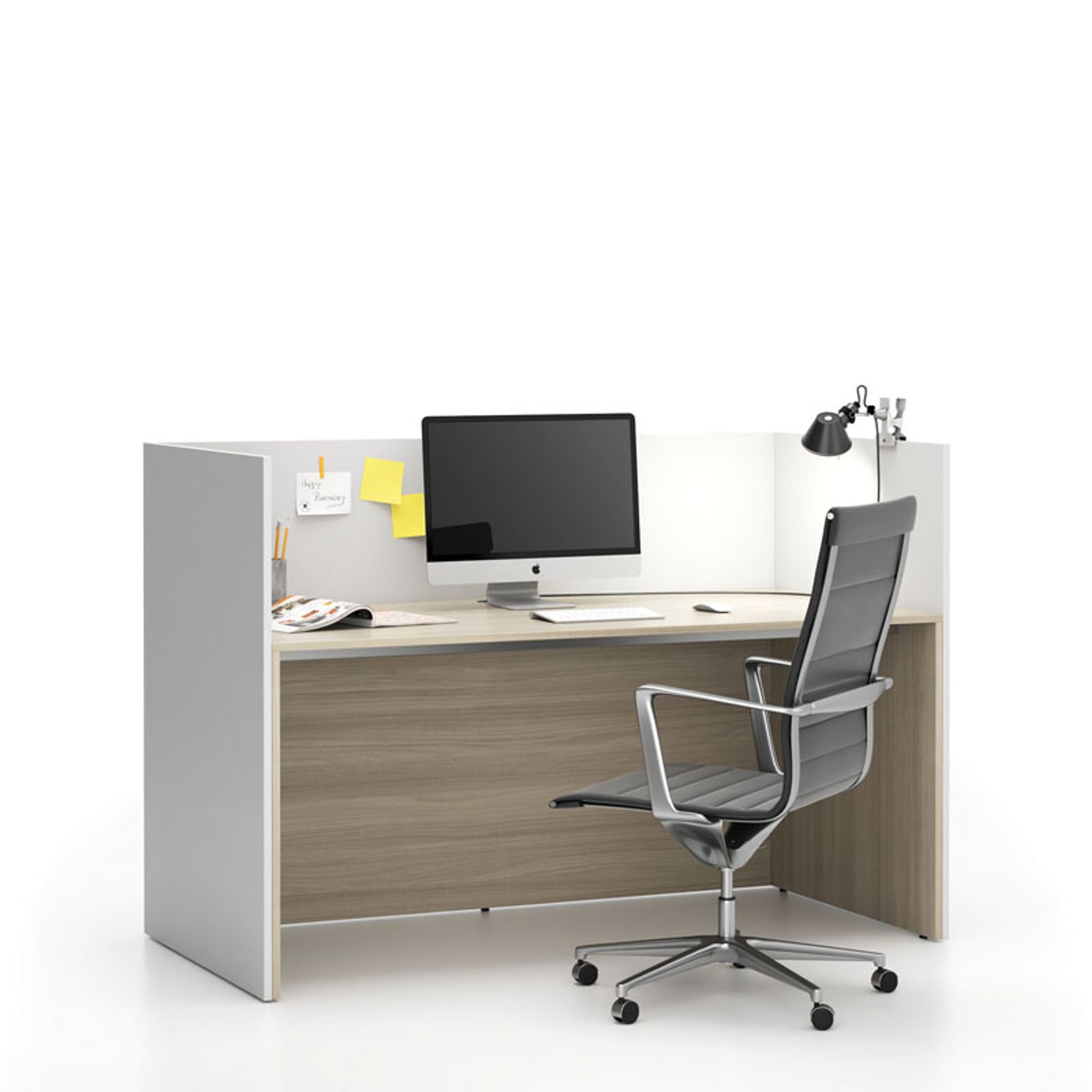 Büroschreibtisch-Set SEGMENT, mit Sichtschutz, Eiche natur/weiß