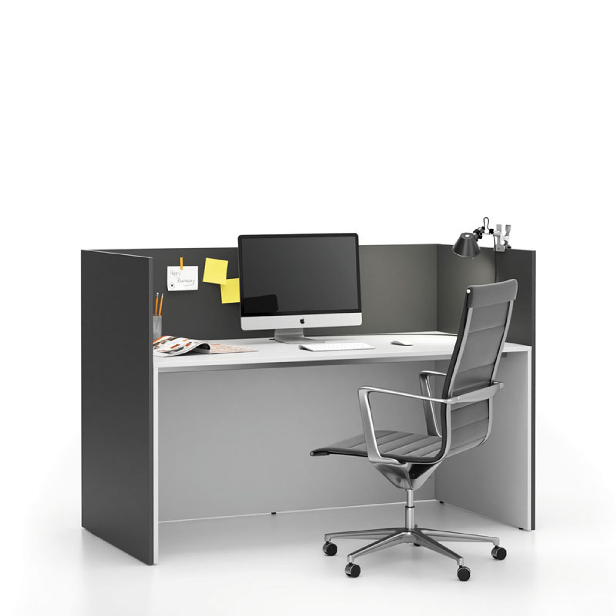 Büroschreibtisch-Set SEGMENT, mit Sichtschutz, weiß/Graphit