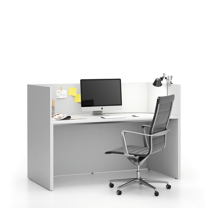 PLAN Büroschreibtisch-Set SEGMENT, mit Sichtschutz, weiß/weiß