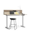 Büroschreibtisch SINGLE LAYERS, 160x80 cm, mit Schiebeplatte und Trennwänden, verstellbare Metallgestell, Eiche natur/Eiche gebeizt