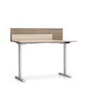 Büroschreibtisch SINGLE LAYERS, 160x80 cm, mit Schiebeplatte und Trennwänden, verstellbare Metallgestell, Eiche natur/Eiche gebeizt