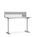 Büroschreibtisch SINGLE LAYERS, 160x80 cm, mit Schiebeplatte und Trennwänden, verstellbare Metallgestell, weiß/grau