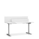 Büroschreibtisch SINGLE LAYERS, 160x80 cm, mit Schiebeplatte und Trennwänden, verstellbare Metallgestell, weiß