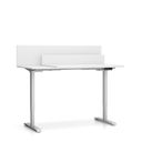 Büroschreibtisch SINGLE LAYERS, 160x80 cm, mit Schiebeplatte und Trennwänden, verstellbare Metallgestell, weiß