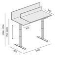 Büroschreibtisch SINGLE LAYERS, 160x80 cm, mit Schiebeplatte und Trennwänden, verstellbare Metallgestell, weiß