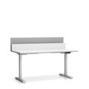 Büroschreibtisch SINGLE LAYERS, 160x80 cm, mit Trennwänden, verstellbare Metallgestell, weiß/grau