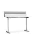 Büroschreibtisch SINGLE LAYERS, 160x80 cm, mit Trennwänden, verstellbare Metallgestell, weiß/grau