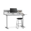 Büroschreibtisch SINGLE LAYERS, 160x80 cm, mit Trennwänden, verstellbare Metallgestell, weiß/grau