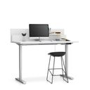 Büroschreibtisch SINGLE LAYERS, 160x80 cm, mit Trennwänden, verstellbare Metallgestell, weiß