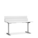 Büroschreibtisch SINGLE LAYERS, 160x80 cm, mit Trennwänden, verstellbare Metallgestell, weiß