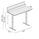 Büroschreibtisch SINGLE LAYERS, 160x80 cm, mit Trennwänden, verstellbare Metallgestell, weiß