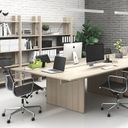 Büroschreibtisch SOLID Double + 1x Verlängerung, 210x165 cm, Eiche natur