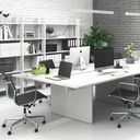 Büroschreibtisch SOLID Double + 1x Verlängerung, 210x165 cm, weiß