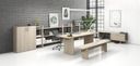Büroschreibtisch SOLID Double + 2x Verlängerung, 240x165 cm, Eiche natur