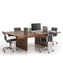Büroschreibtisch SOLID Double + 2x Verlängerung, 240x165 cm, Nussbaum