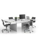 Büroschreibtisch SOLID Double + 2x Verlängerung, 240x165 cm, weiß