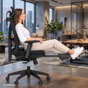 Bürostuhl LEGS mit ausziehbarer Fußstütze, rot
