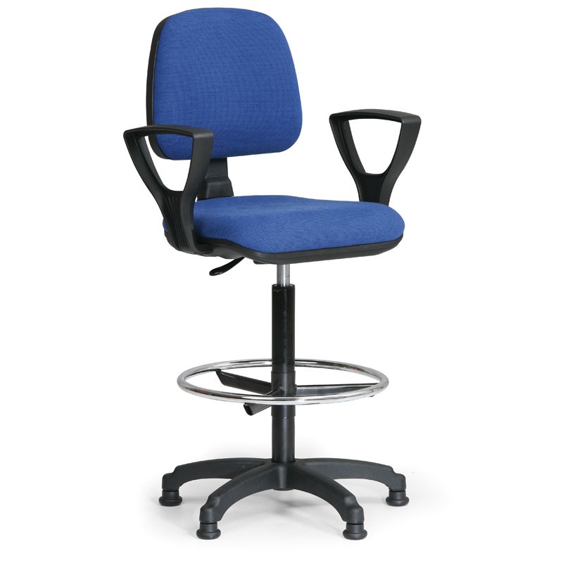 B2B Partner Bürostuhl MILANO mit Stützring, Armlehnen, blau
