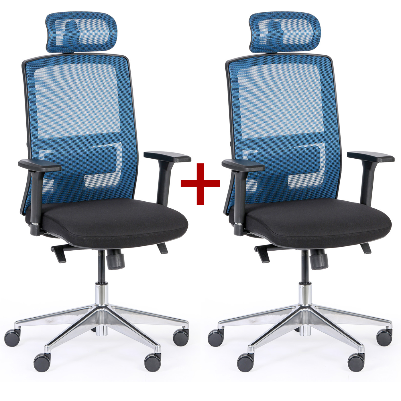 B2B Partner Bürostuhl NED MF 1+1 GRATIS, schwarz/blau
