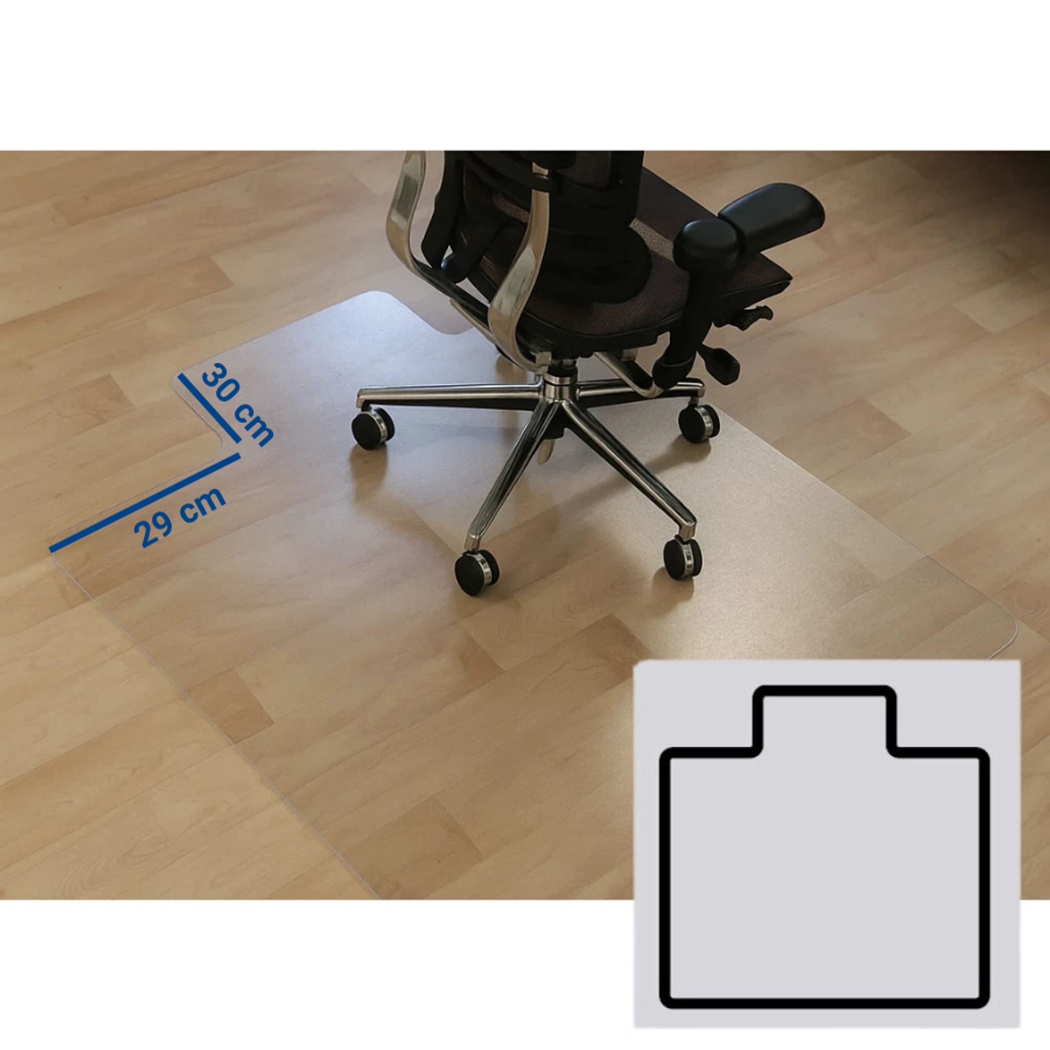 Bürostuhlunterlage für Hartböden - Polycarbonat, T-Form, 1340 x 1200 mm