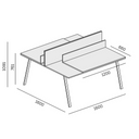 Bürotisch DOUBLE LAYERS, 160x160 cm, mit Schiebeplatte und Trennwänden, weiß/grau