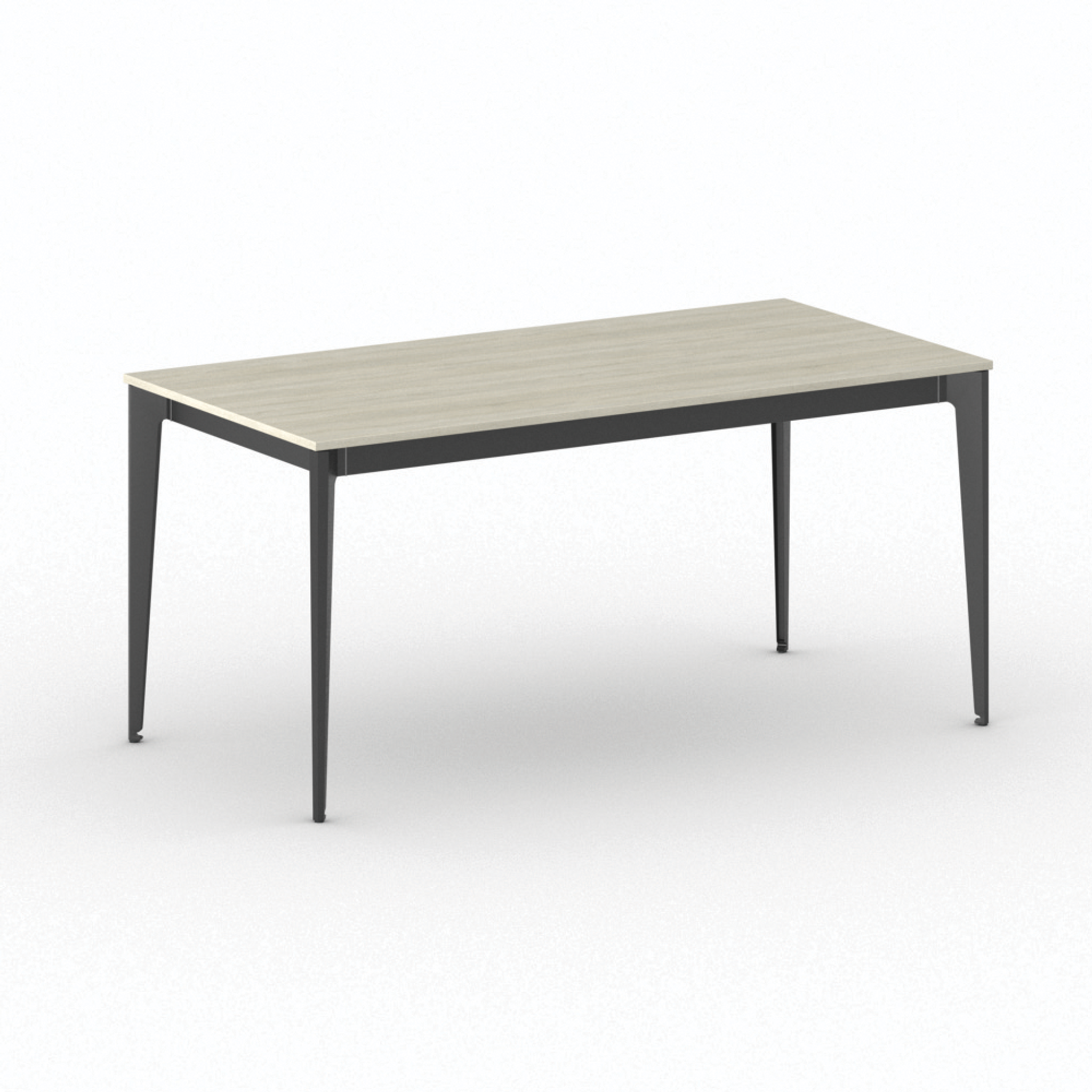 Bürotisch PRIMO ACTION 160x80 cm, schwarzes Metallgestell, Eiche natur