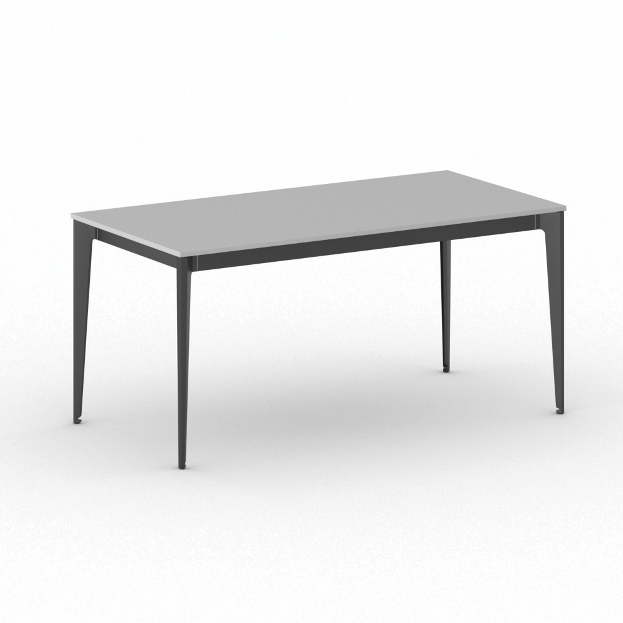 Bürotisch PRIMO ACTION 160x80 cm, schwarzes Metallgestell, grau