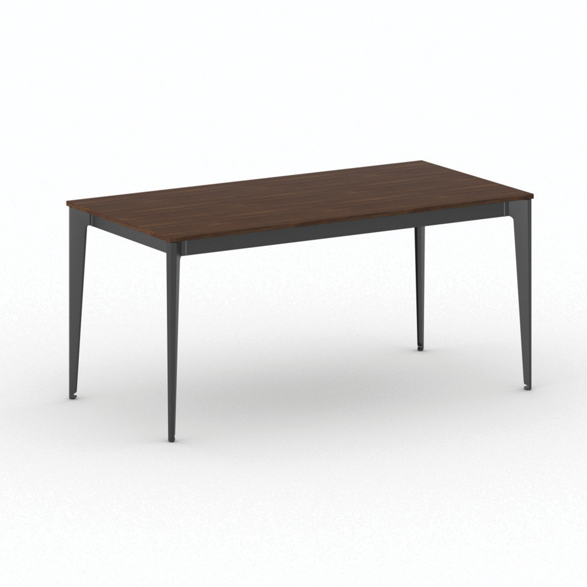 Bürotisch PRIMO ACTION 160x80 cm, schwarzes Metallgestell, Nussbaum