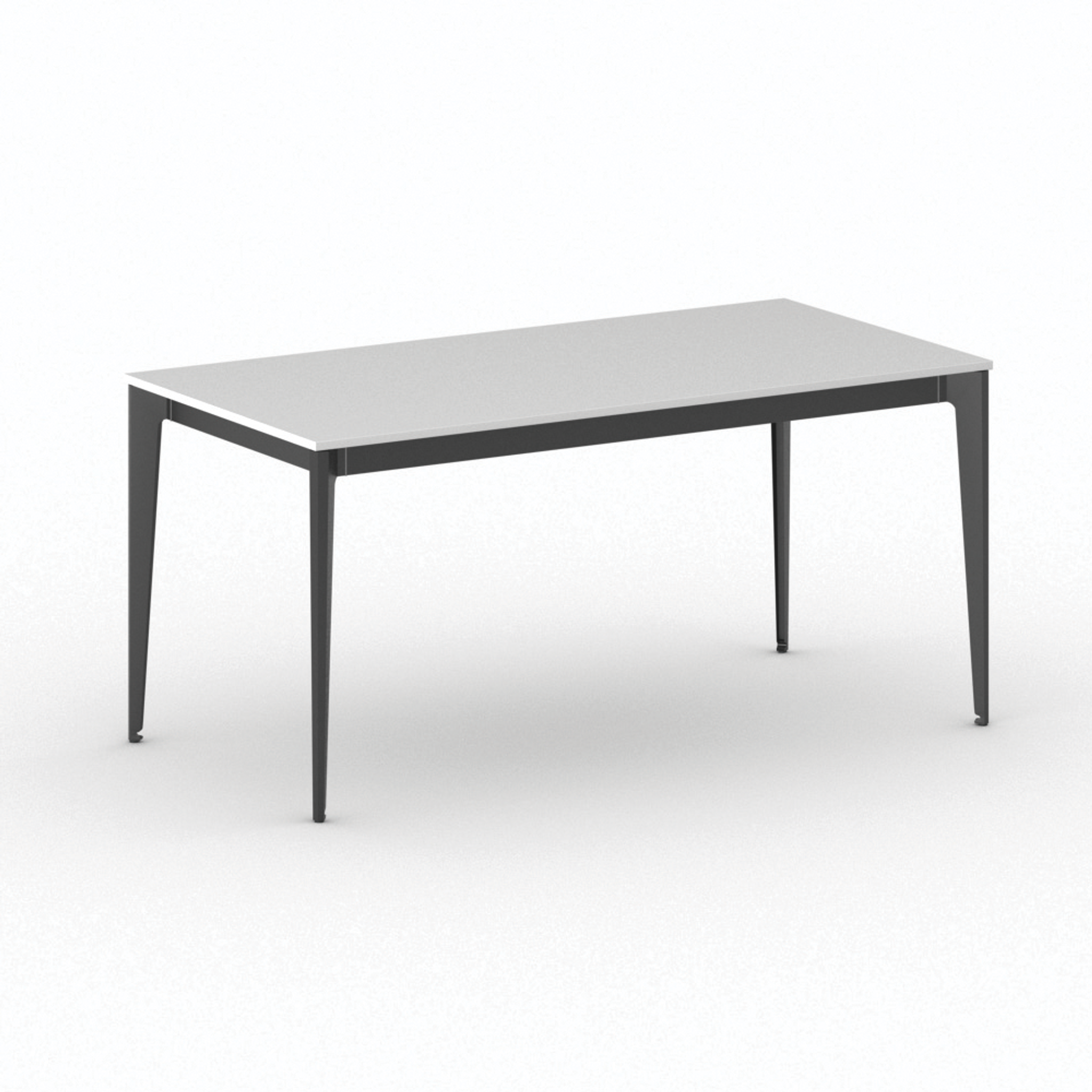 Bürotisch PRIMO ACTION 160x80 cm, schwarzes Metallgestell, weiß