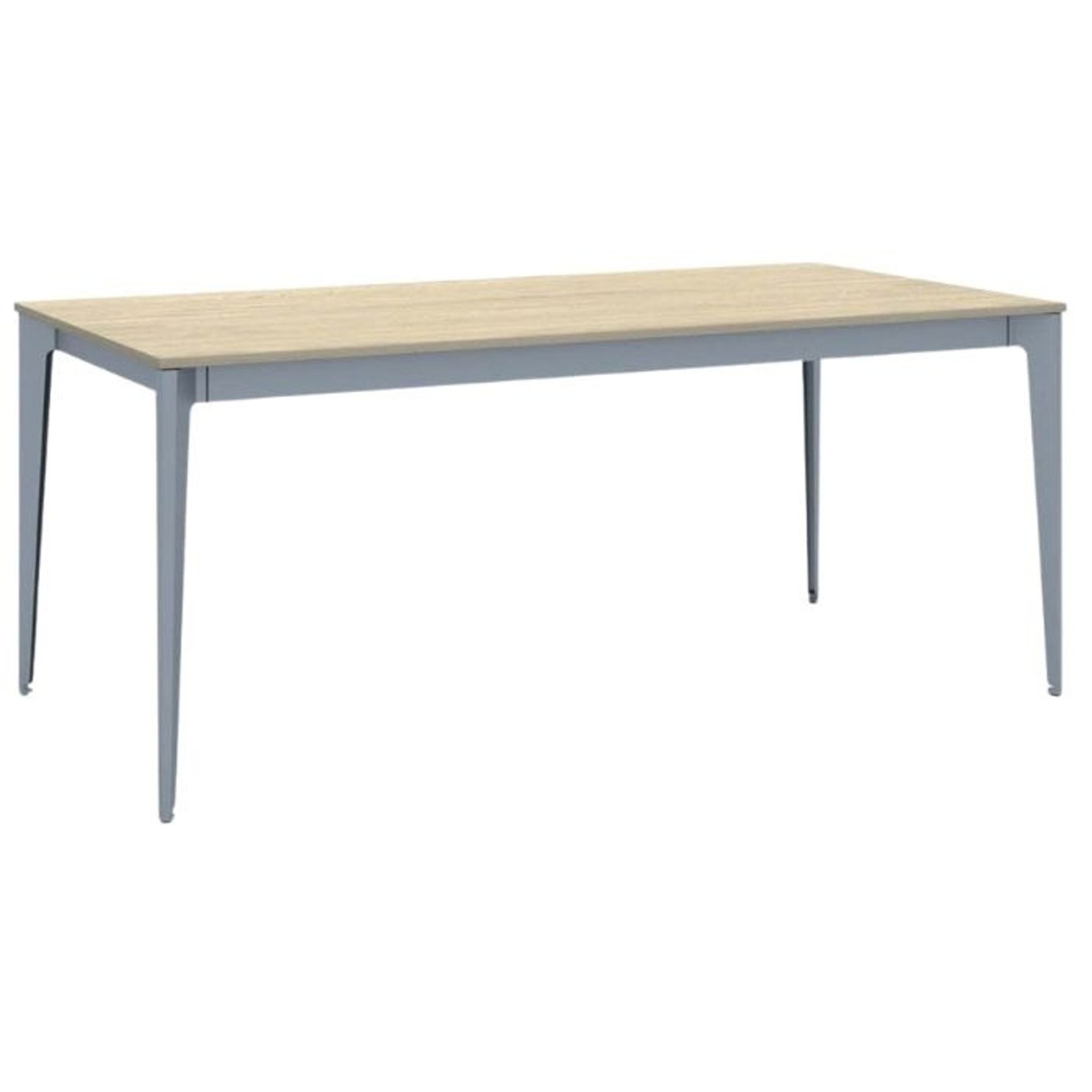 Bürotisch PRIMO ACTION 180x90 cm, graues Metallgestell, Eiche natur