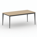 Bürotisch PRIMO ACTION 180x90 cm, schwarzes Metallgestell, Buche