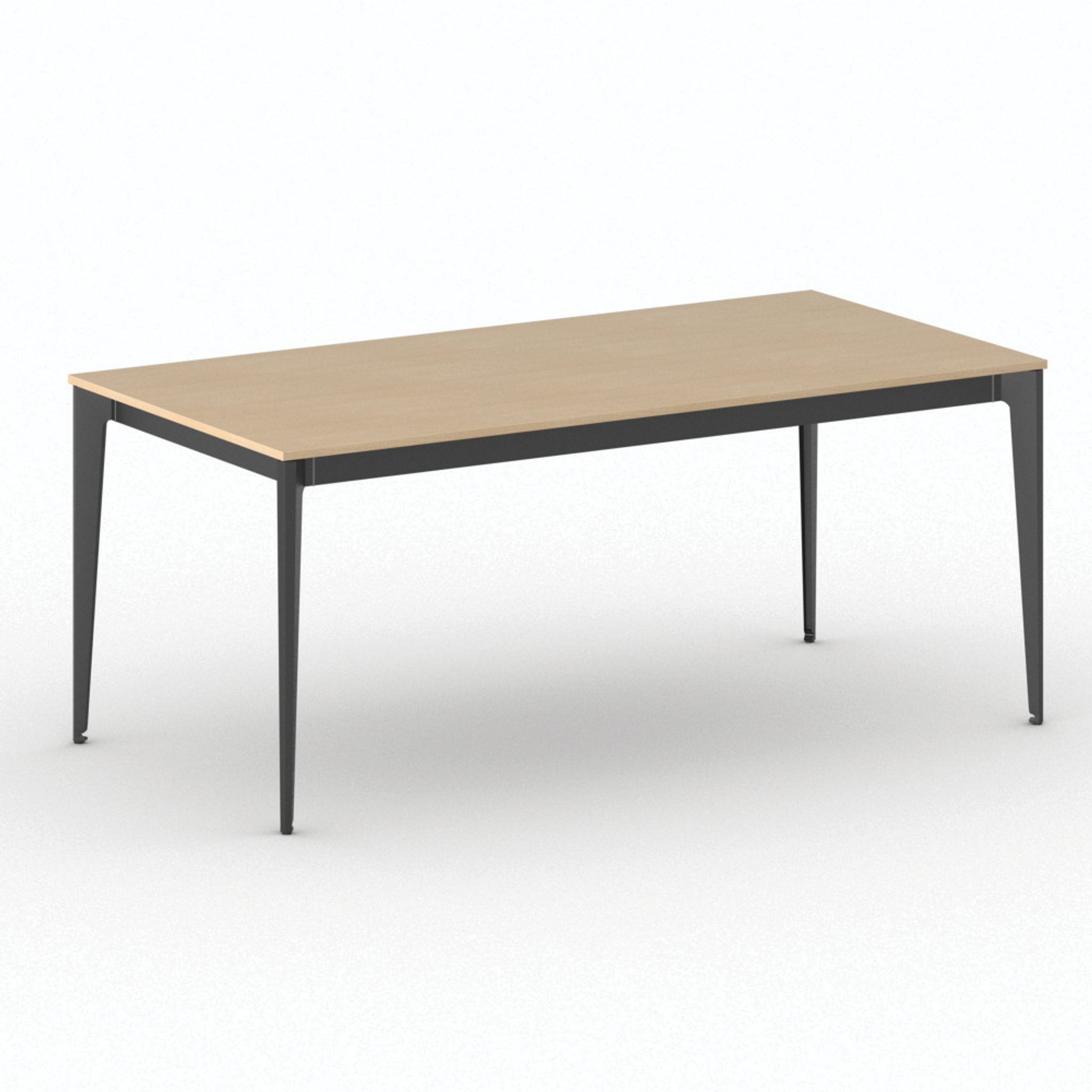 Bürotisch PRIMO ACTION 180x90 cm, schwarzes Metallgestell, Buche