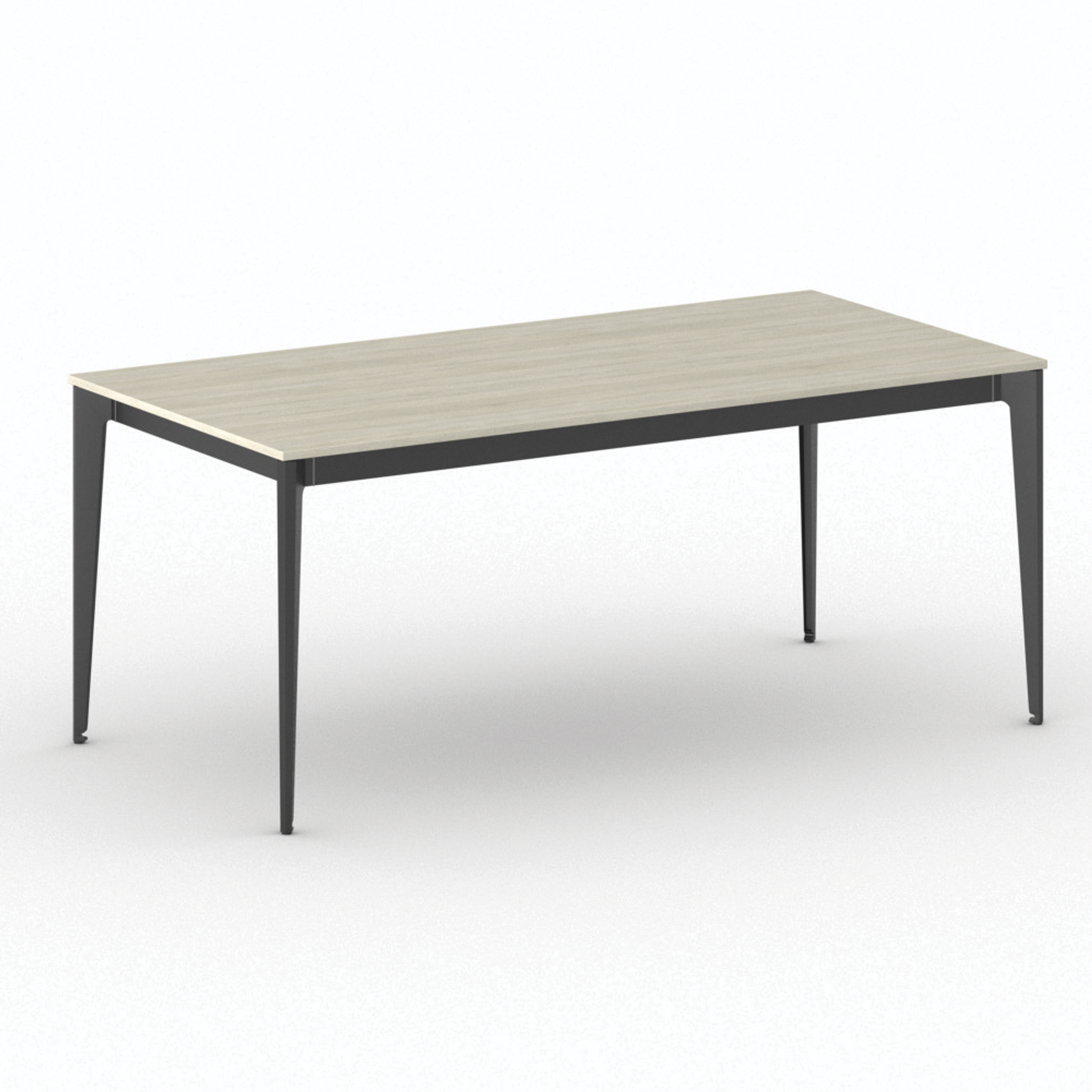 Bürotisch PRIMO ACTION 180x90 cm, schwarzes Metallgestell, Eiche natur