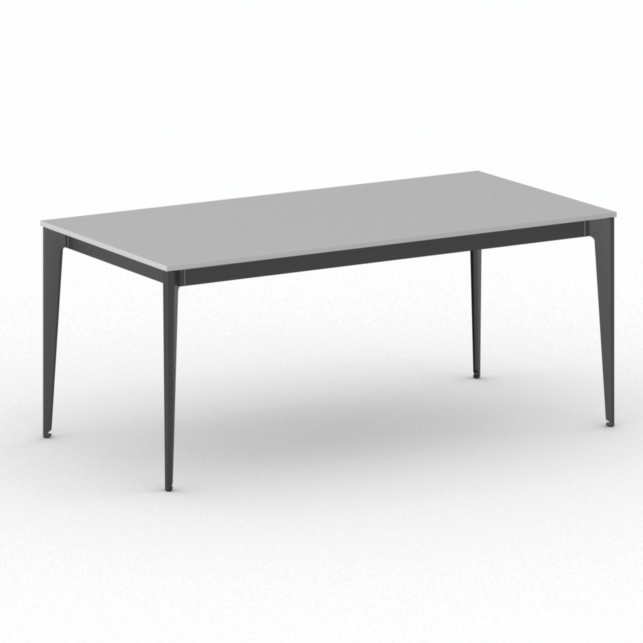 Bürotisch PRIMO ACTION 180x90 cm, schwarzes Metallgestell, grau