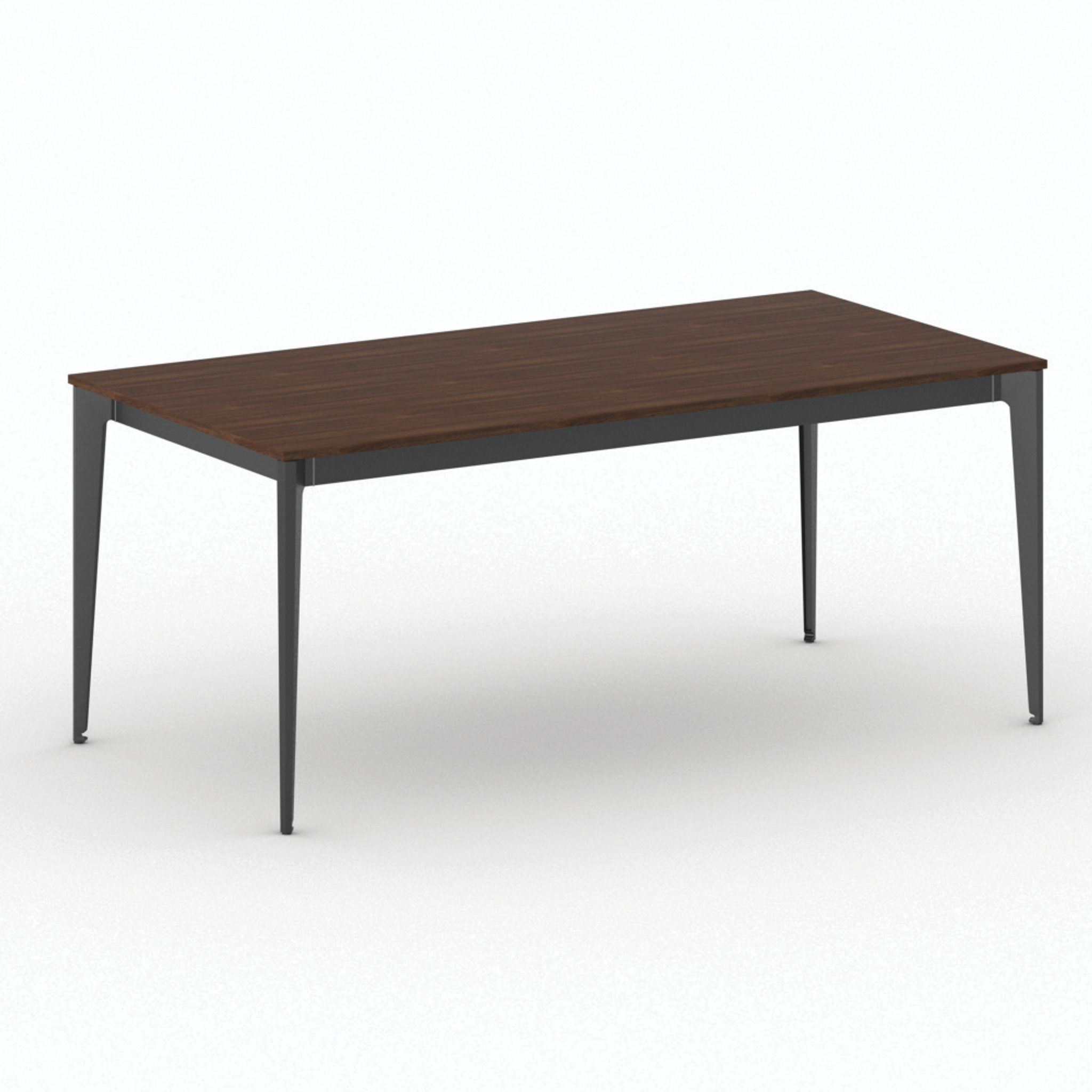 Bürotisch PRIMO ACTION 180x90 cm, schwarzes Metallgestell, Nussbaum
