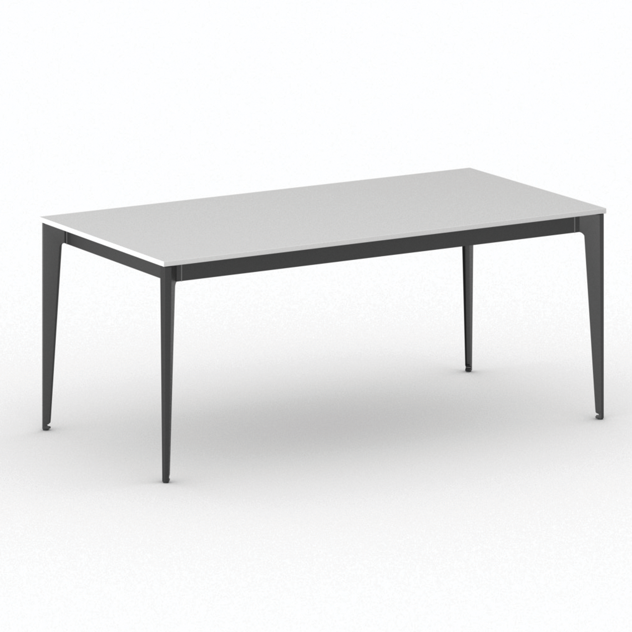 Bürotisch PRIMO ACTION 180x90 cm, schwarzes Metallgestell, weiß
