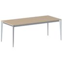 Bürotisch PRIMO ACTION 200x90 cm, graues Metallgestell, Buche