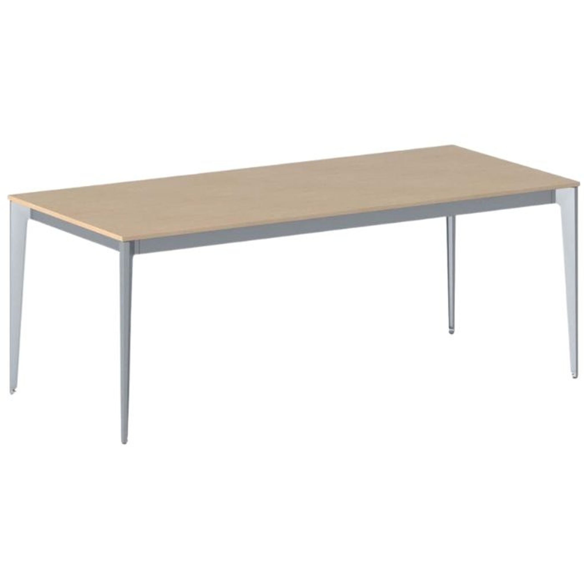 Bürotisch PRIMO ACTION 200x90 cm, graues Metallgestell, Buche