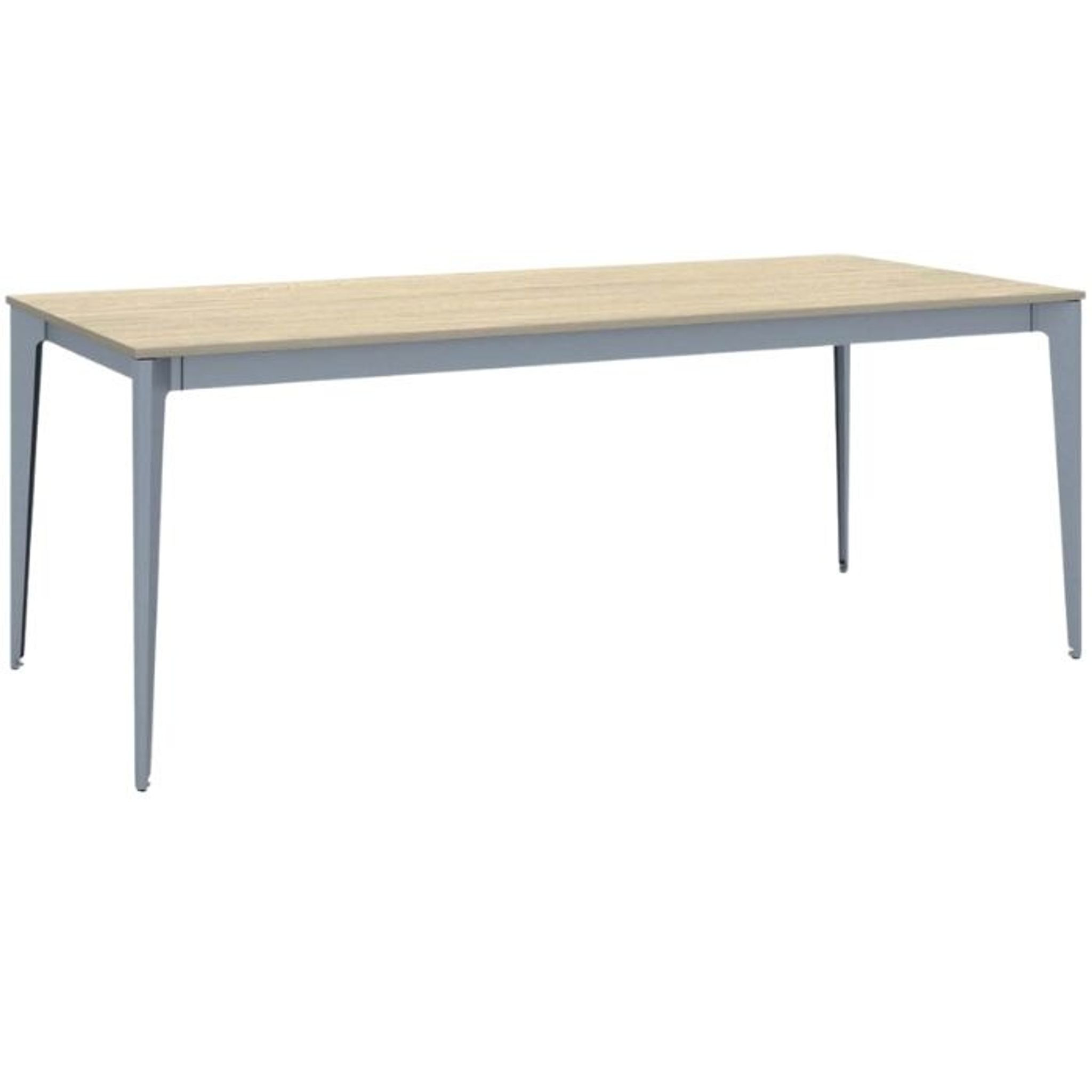 Bürotisch PRIMO ACTION 200x90 cm, graues Metallgestell, Eiche natur
