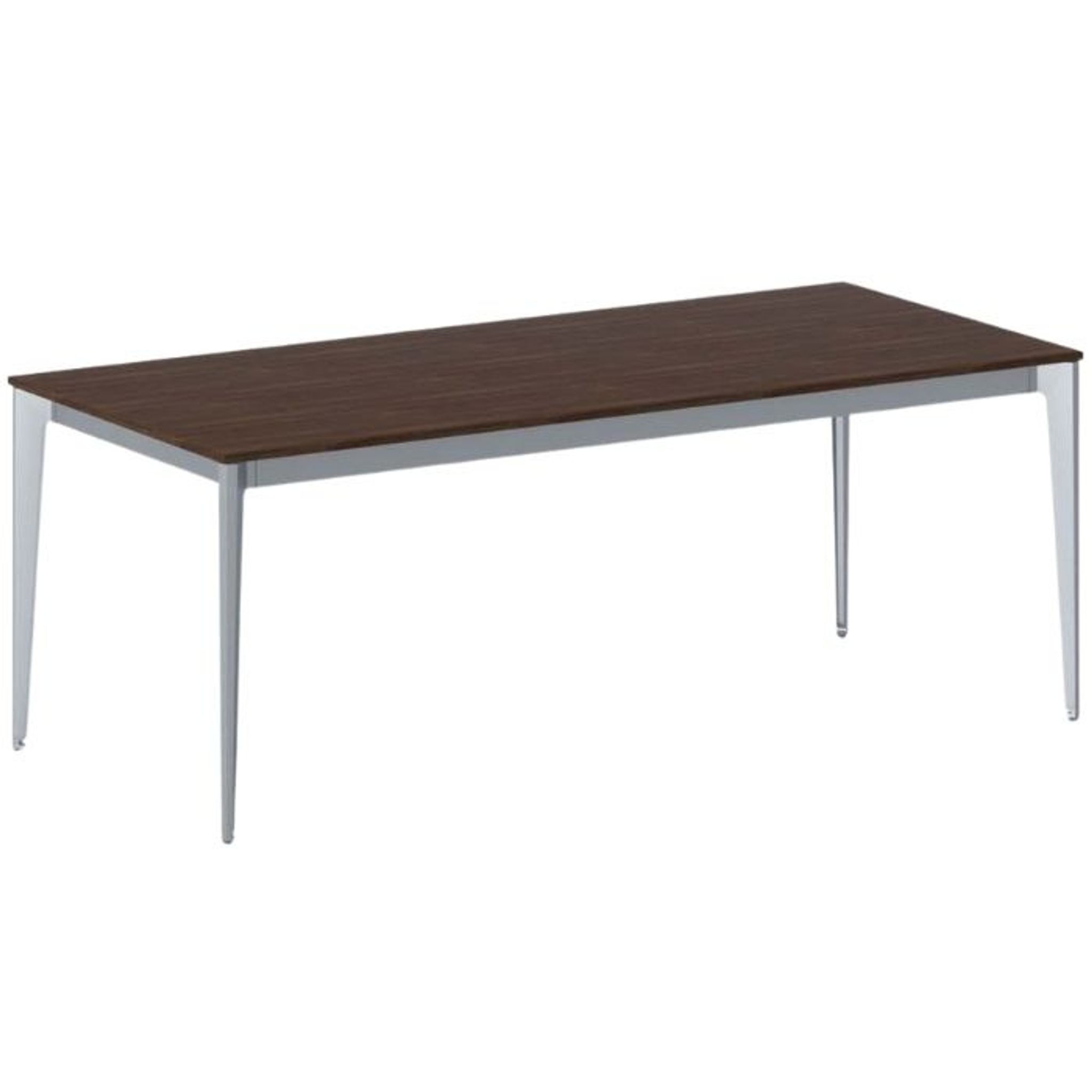 Bürotisch PRIMO ACTION 200x90 cm, graues Metallgestell, Nussbaum