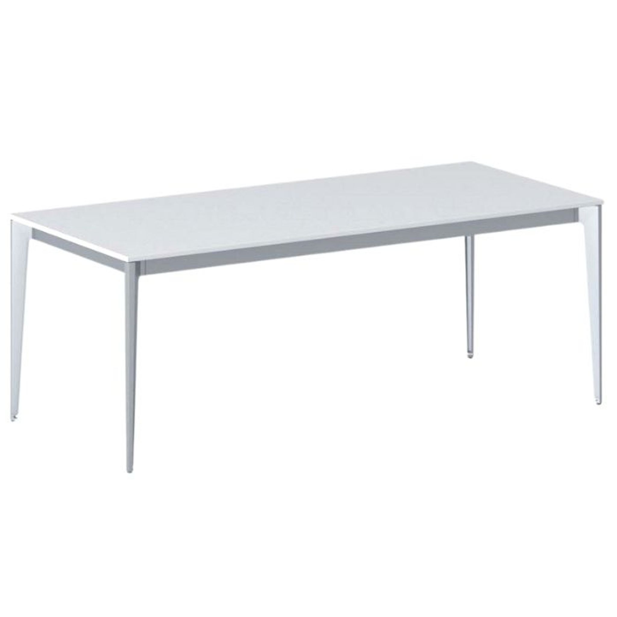 Bürotisch PRIMO ACTION 200x90 cm, graues Metallgestell, weiß