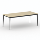 Bürotisch PRIMO ACTION 200x90 cm, schwarzes Metallgestell, Birke
