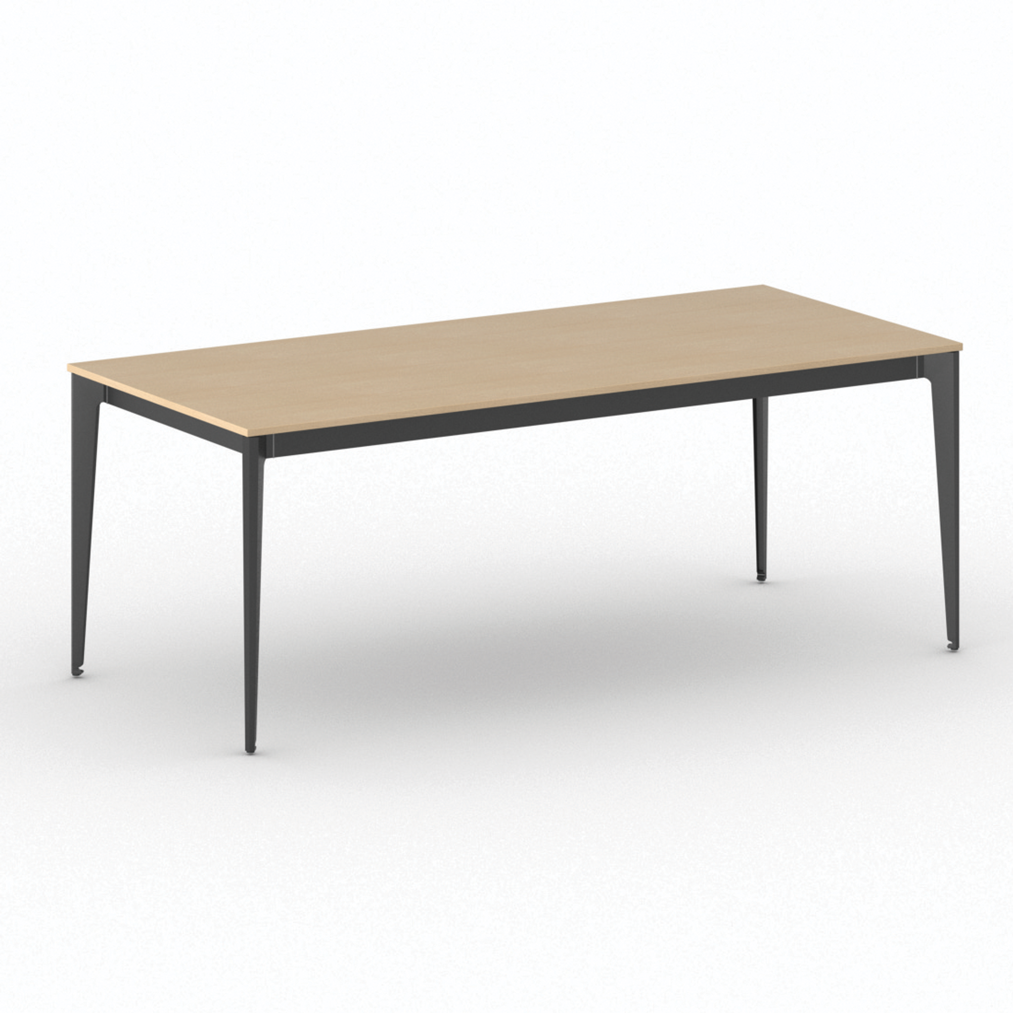 Bürotisch PRIMO ACTION 200x90 cm, schwarzes Metallgestell, Buche