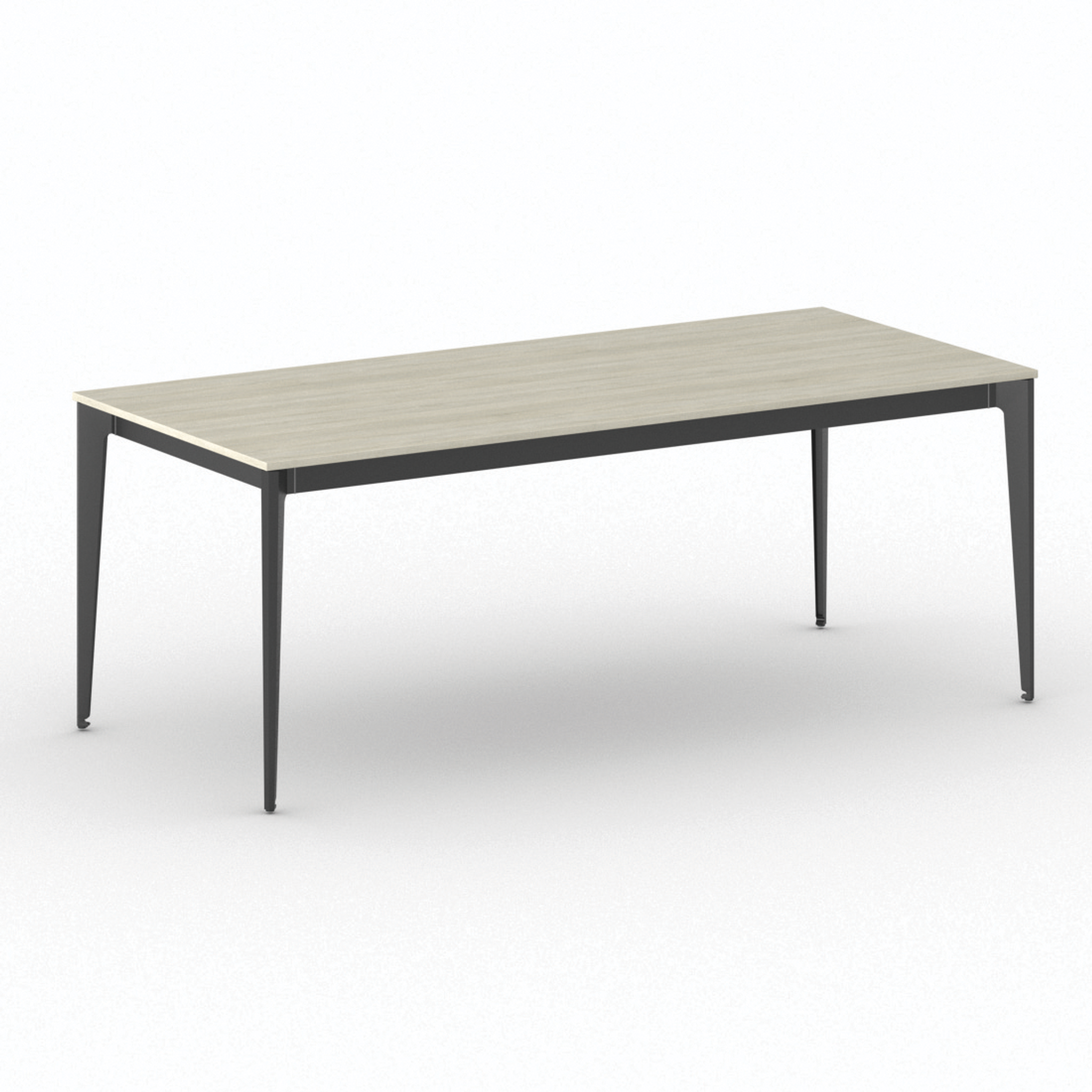Bürotisch PRIMO ACTION 200x90 cm, schwarzes Metallgestell, Eiche natur