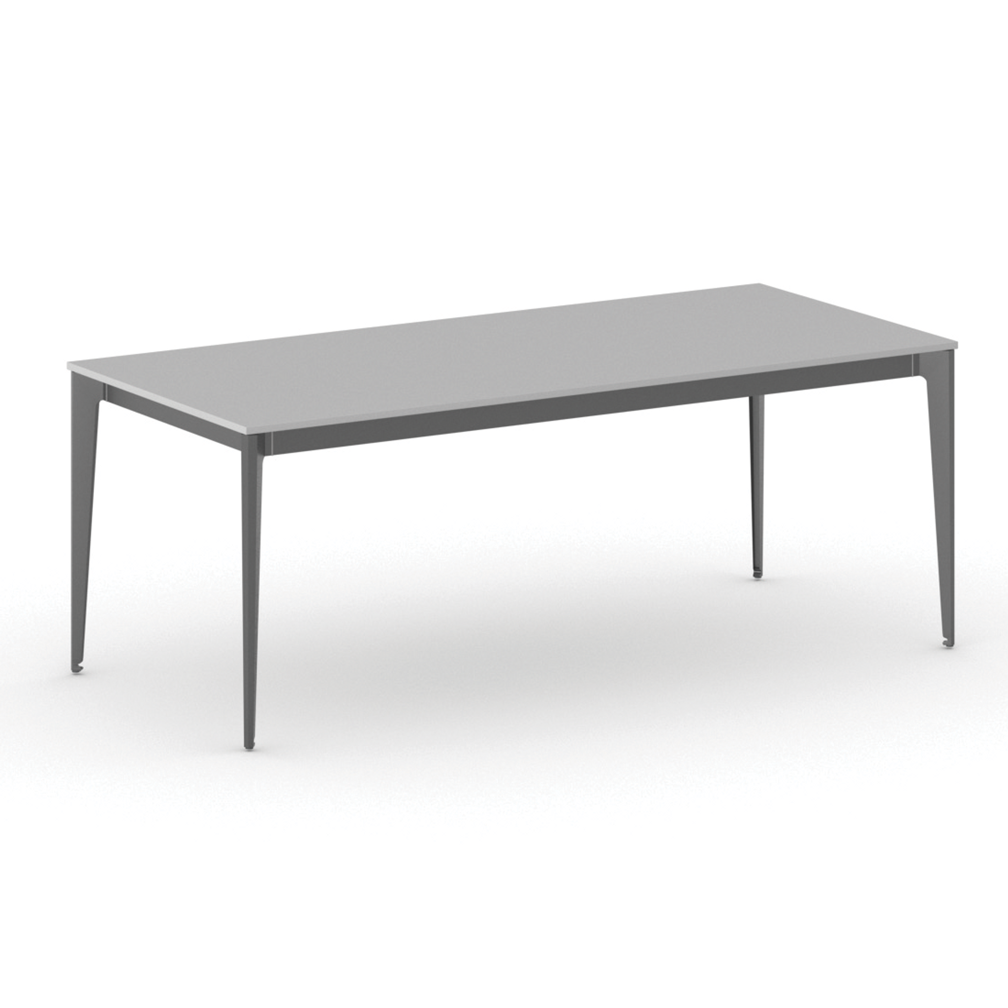 Bürotisch PRIMO ACTION 200x90 cm, schwarzes Metallgestell, grau
